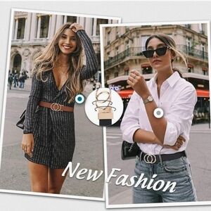 NWOT Reversible Black/Brown Faux Leather - Gold O- Ring Belt